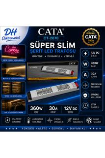 CATA CT-2678 Süper Slim Şerit LED Trafosu 360W 30A 12V DC